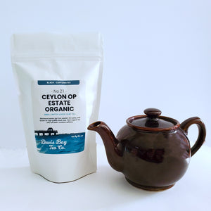 
                  
                    100g bag of Ceylon OP1 Estate tea with small brown betty teapot
                  
                